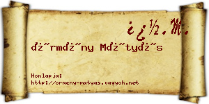 Örmény Mátyás névjegykártya